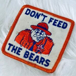 Vintage Retro Collectible Embroidered Orange Blue Patch Don't Feed the Bears